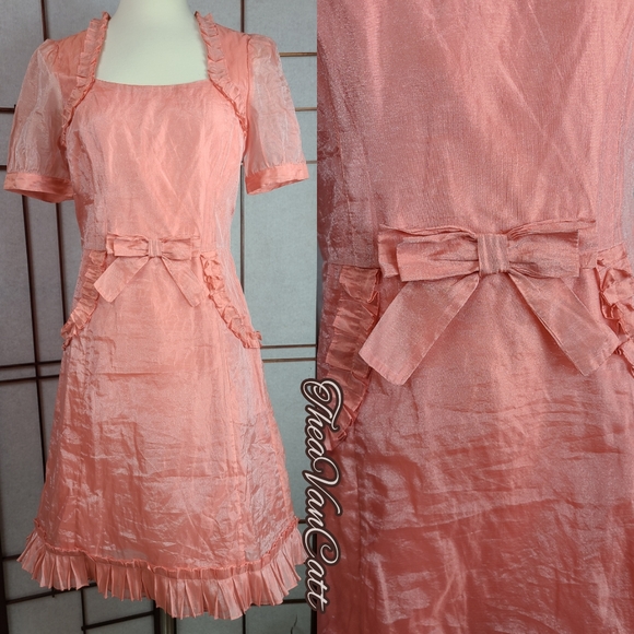 ♡ Vintage ♡ BJ Pin Up Pretty Princess Party Dress - Picture 5 of 7